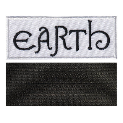 MAXIMUMPATCHES - Earth - 8 cm x 3,2 cm - Ecusson Patch Brodé Avec Scratch Cousu Au Dos + Carré Scratch A Coudre, Face Opposé 10 cm x 10 cm/Groupe Musique Métal Rock Punk Heavy Trash Blues