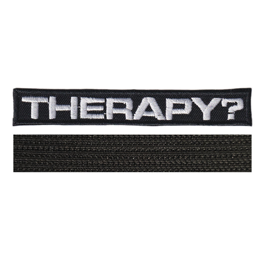 MAXIMUMPATCHES - Therapy? - Longueur 10 cm - Ecusson Patch Brodé Avec Scratch Cousu Au Dos + Carré Scratch A Coudre, Face Opposé 10 cm x 10 cm/Groupe Musique Métal Rock Punk Heavy Trash Blues