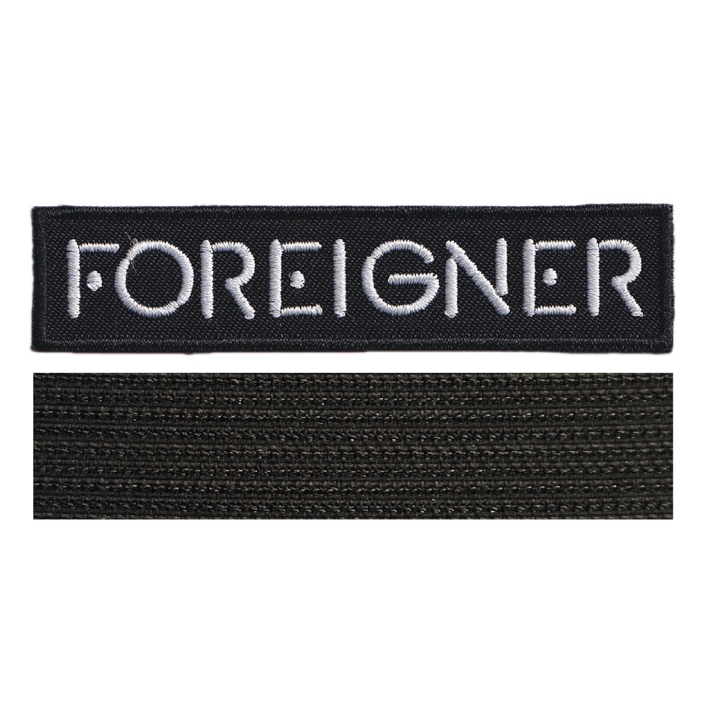 MAXIMUMPATCHES - Foreigner - Longueur 10 cm - Ecusson Patch Brodé Avec Scratch Cousu Au Dos + Carré Scratch A Coudre, Face Opposé 10 cm x 10 cm/Groupe Musique Métal Rock Punk Heavy Trash Blues