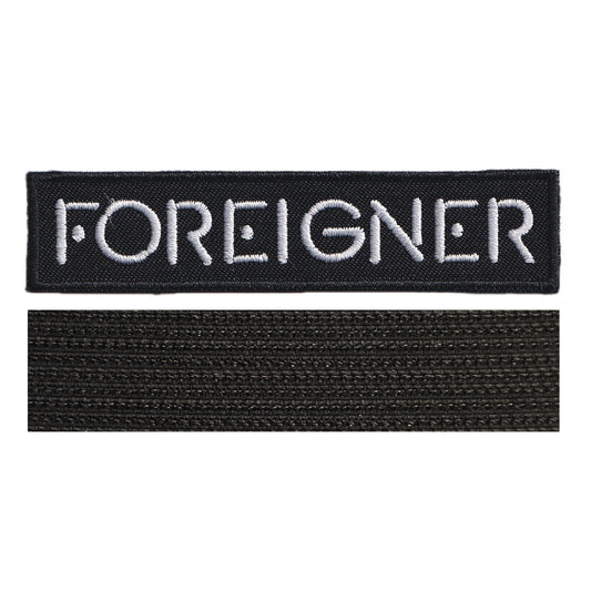 MAXIMUMPATCHES - Foreigner - Longueur 10 cm - Ecusson Patch Brodé Avec Scratch Cousu Au Dos + Carré Scratch A Coudre, Face Opposé 10 cm x 10 cm/Groupe Musique Métal Rock Punk Heavy Trash Blues