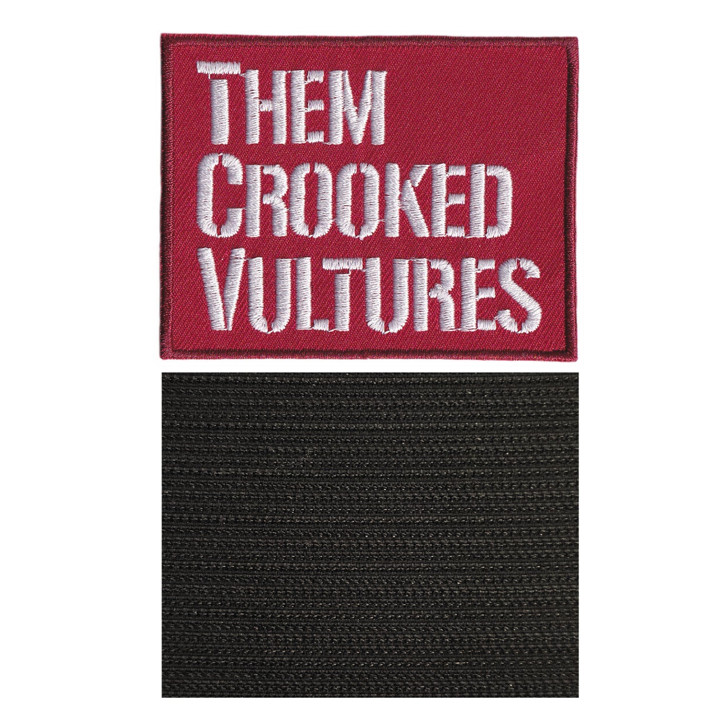 MAXIMUMPATCHES - Them Crooked Vultures - 8 cm x 6,2 cm - Ecusson Patch Brodé Avec Scratch Cousu Au Dos + Carré Scratch A Coudre, Face Opposé 10 cm x 10 cm/Groupe Musique Métal Rock Punk Heavy Trash Blues