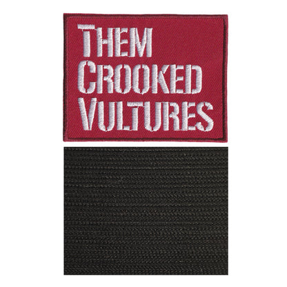 MAXIMUMPATCHES - Them Crooked Vultures - 8 cm x 6,2 cm - Ecusson Patch Brodé Avec Scratch Cousu Au Dos + Carré Scratch A Coudre, Face Opposé 10 cm x 10 cm/Groupe Musique Métal Rock Punk Heavy Trash Blues