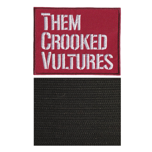MAXIMUMPATCHES - Them Crooked Vultures - 8 cm x 6,2 cm - Ecusson Patch Brodé Avec Scratch Cousu Au Dos + Carré Scratch A Coudre, Face Opposé 10 cm x 10 cm/Groupe Musique Métal Rock Punk Heavy Trash Blues