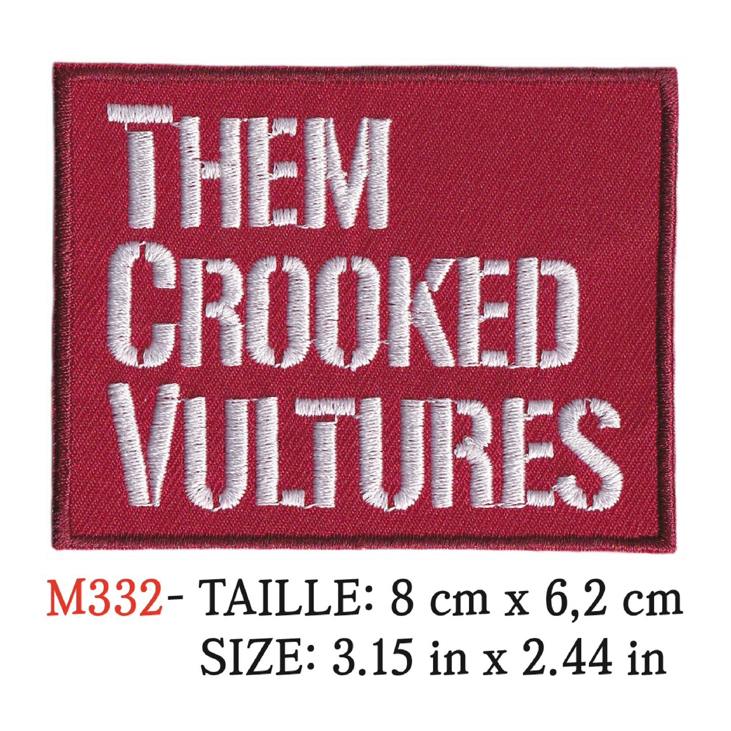 MAXIMUMPATCHES - Ecusson Patch Brodé Thermocollant - 8 cm x 6,2 cm - The Crooked Vultures Groupe Musique Rock Punk Hard Trash Métal Heavy Psychedelic