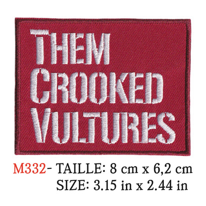 MAXIMUMPATCHES - Ecusson Patch Brodé Thermocollant - 8 cm x 6,2 cm - The Crooked Vultures Groupe Musique Rock Punk Hard Trash Métal Heavy Psychedelic