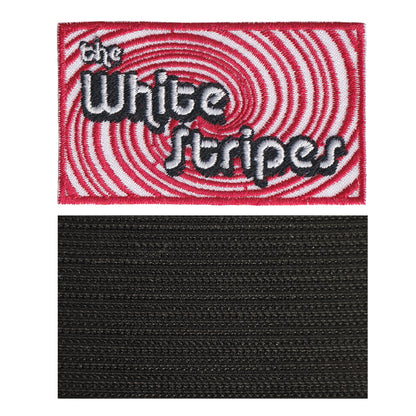 MAXIMUMPATCHES - White Stripes - 8 cm x 4,6 cm - Ecusson Patch Brodé Avec Scratch Cousu Au Dos + Carré Scratch A Coudre, Face Opposé 10 cm x 10 cm/Groupe Musique Métal Rock Punk Heavy Trash Blues