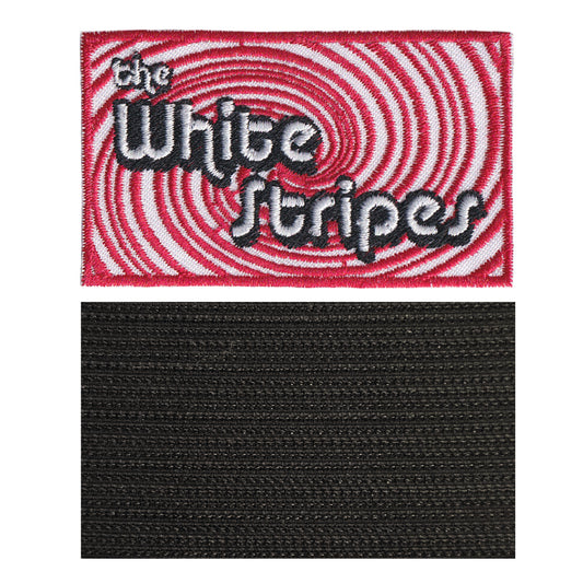 MAXIMUMPATCHES - White Stripes - 8 cm x 4,6 cm - Ecusson Patch Brodé Avec Scratch Cousu Au Dos + Carré Scratch A Coudre, Face Opposé 10 cm x 10 cm/Groupe Musique Métal Rock Punk Heavy Trash Blues