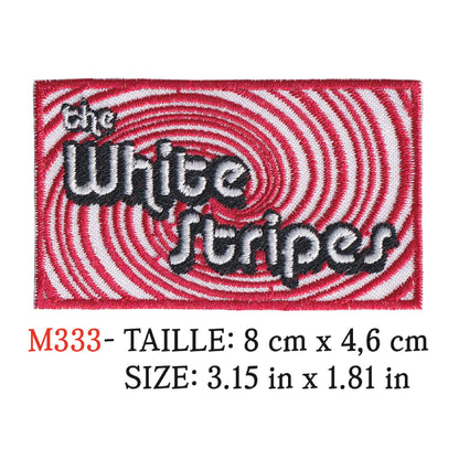 MAXIMUMPATCHES - Ecusson Patch Brodé Thermocollant - 8 cm x 4,6 cm - The White Stripes Groupe Musique Rock Punk Hard Trash Métal Heavy Psychedelic