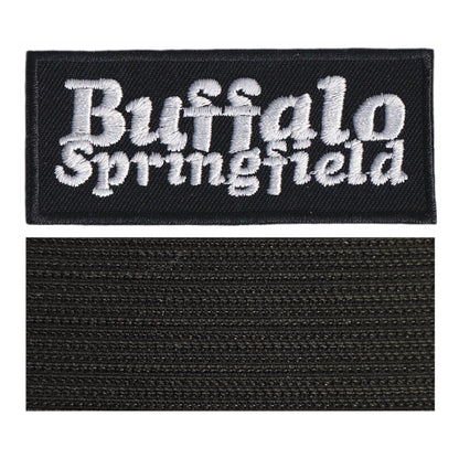 MAXIMUMPATCHES - Buffalo Springfield - 8 cm x 3,5 cm - Ecusson Patch Brodé Avec Scratch Cousu Au Dos + Carré Scratch A Coudre, Face Opposé 10 cm x 10 cm/Groupe Musique Métal Rock Punk Heavy Trash Blues
