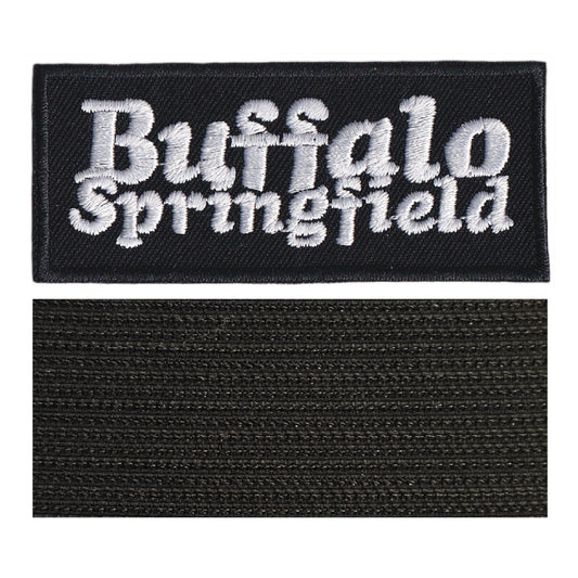 MAXIMUMPATCHES - Buffalo Springfield - 8 cm x 3,5 cm - Ecusson Patch Brodé Avec Scratch Cousu Au Dos + Carré Scratch A Coudre, Face Opposé 10 cm x 10 cm/Groupe Musique Métal Rock Punk Heavy Trash Blues