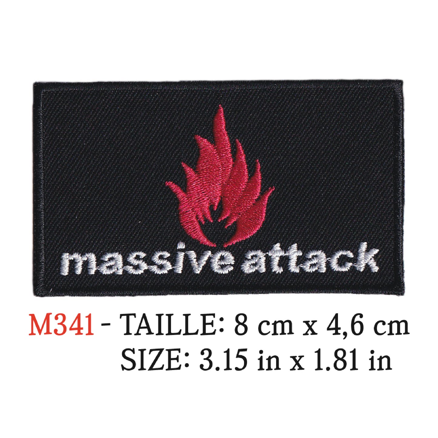 MAXIMUMPATCHES - Ecusson Patch Brodé Thermocollant - 8 cm x 4,6 cm - Massive Attack Groupe Musique Rock Punk Hard Trash Métal Heavy Psychedelic