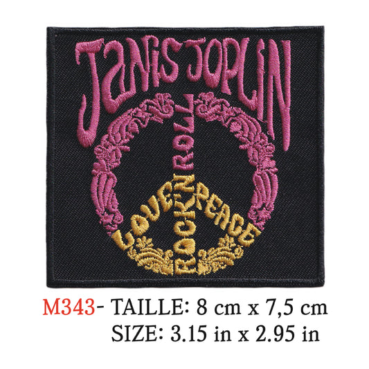 MAXIMUMPATCHES - Ecusson Patch Brodé Thermocollant - 8 cm x 7,5 cm - Janis Joplin Groupe Musique Rock Punk Hard Trash Métal Heavy Psychedelic