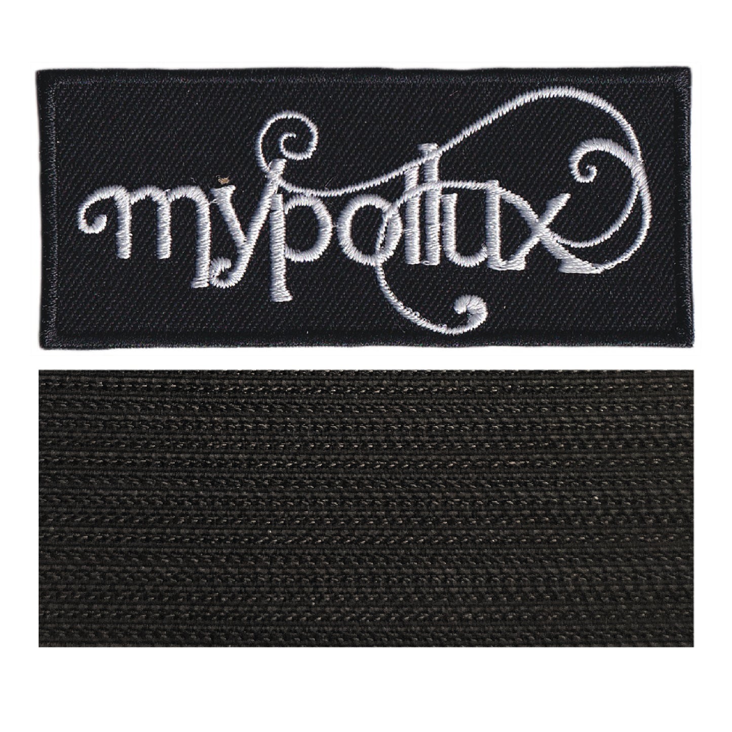 MAXIMUMPATCHES - Mypollux - 8 cm x 3,5 cm - Ecusson Patch Brodé Avec Scratch Cousu Au Dos + Carré Scratch A Coudre, Face Opposé 10 cm x 10 cm/Groupe Musique Métal Rock Punk Heavy Trash Blues