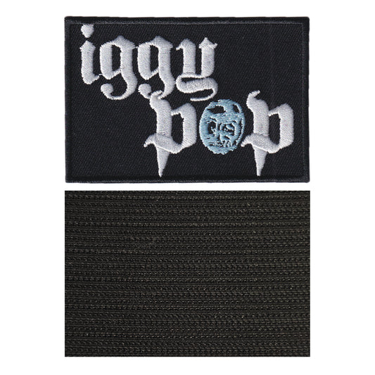 MAXIMUMPATCHES - Iggy Pop - 8 cm x 5,5 cm - Ecusson Patch Brodé Avec Scratch Cousu Au Dos + Carré Scratch A Coudre, Face Opposé 10 cm x 10 cm/Groupe Musique Métal Rock Punk Heavy Trash Blues