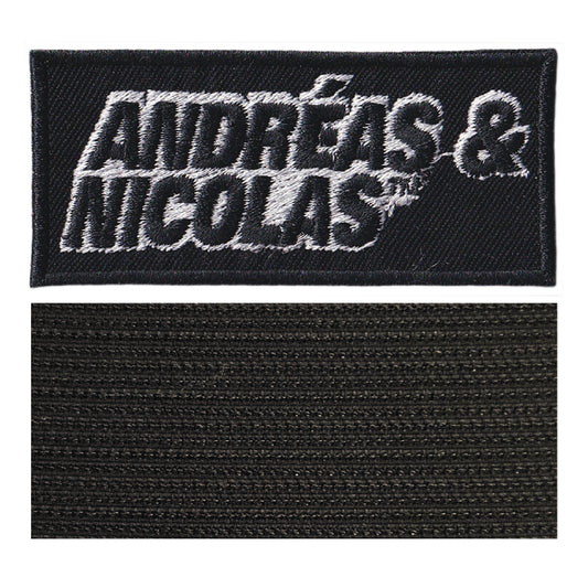 MAXIMUMPATCHES - Andréas Nicolas - 8 cm x 3,7 cm - Ecusson Patch Brodé Avec Scratch Cousu Au Dos + Carré Scratch A Coudre, Face Opposé 10 cm x 10 cm/Groupe Musique Métal Rock Punk Heavy Trash Blues
