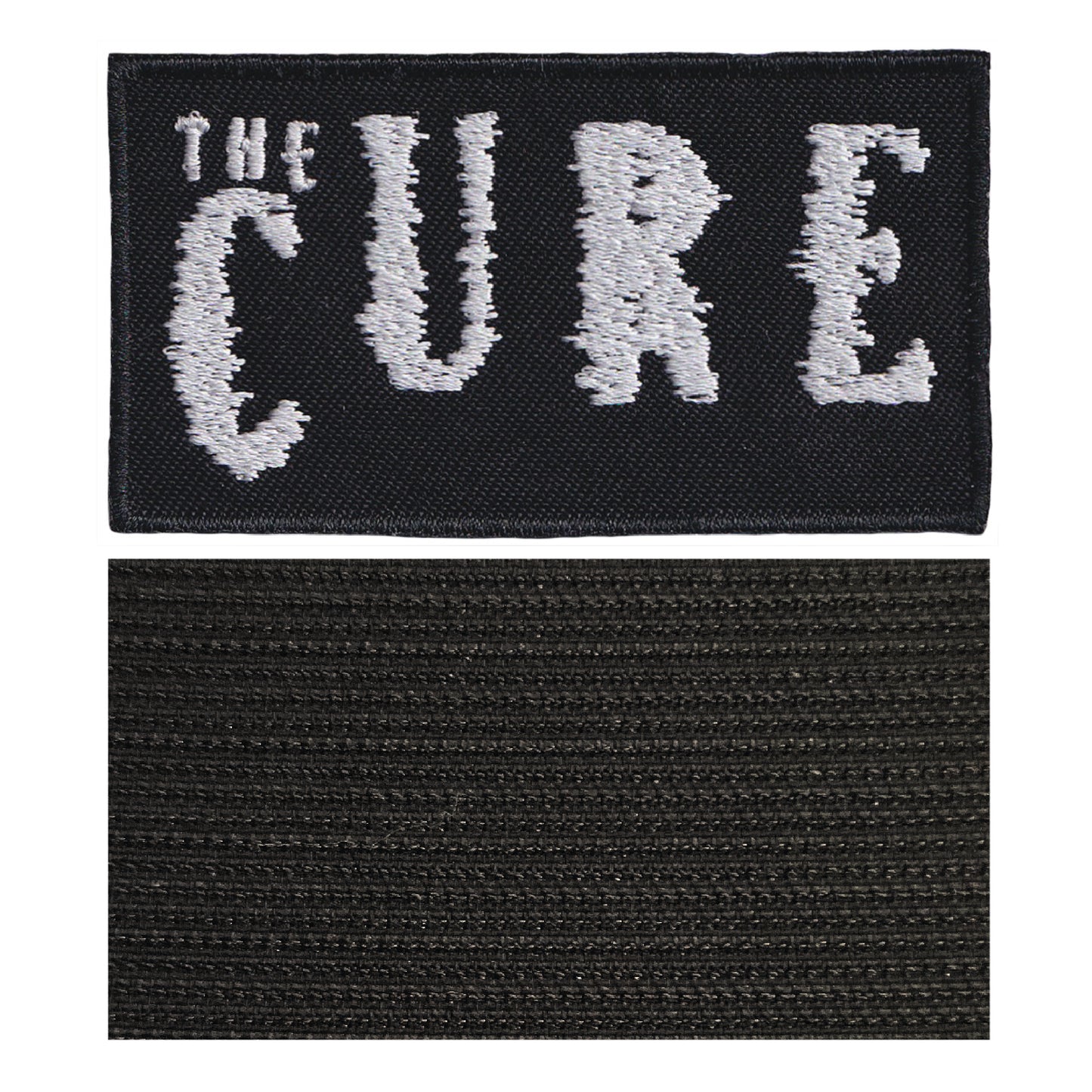 MAXIMUMPATCHES - the Cure - 7,8 cm x 4,3 cm - Ecusson Patch Brodé Avec Scratch Cousu Au Dos + Carré Scratch A Coudre, Face Opposé 10 cm x 10 cm/Groupe Musique Métal Rock Punk Heavy Trash Blues