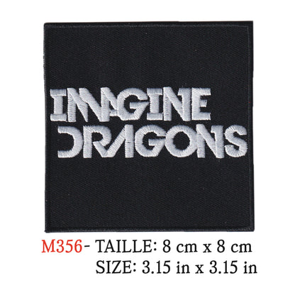 MAXIMUMPATCHES - Ecusson Patch Brodé Thermocollant - 8 cm x 8 cm - Imagine Dragons Groupe Musique Rock Punk Hard Trash Métal Heavy Psychedelic
