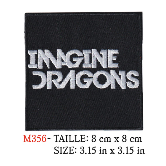 MAXIMUMPATCHES - Ecusson Patch Brodé Thermocollant - 8 cm x 8 cm - Imagine Dragons Groupe Musique Rock Punk Hard Trash Métal Heavy Psychedelic
