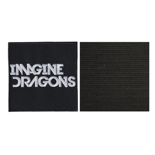MAXIMUMPATCHES - Imagine Dragons - 8 cm x 8 cm - Ecusson Patch Brodé Avec Scratch Cousu Au Dos + Carré Scratch A Coudre, Face Opposé 10 cm x 10 cm/Groupe Musique Métal Rock Punk Heavy Trash Blues