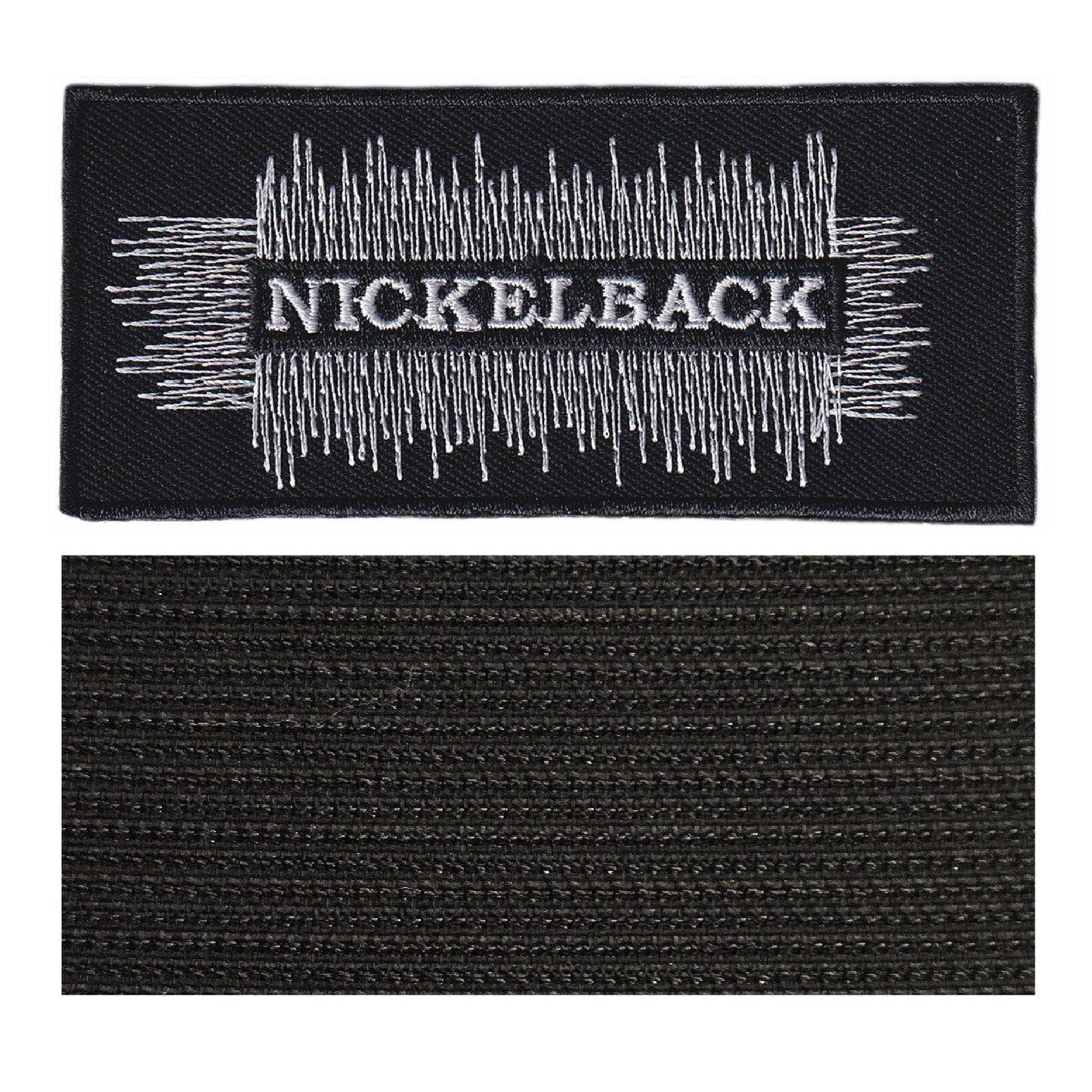MAXIMUMPATCHES - Nickelback - 9,8 cm x 4,4 cm - Ecusson Patch Brodé Avec Scratch Cousu Au Dos + Carré Scratch A Coudre, Face Opposé 10 cm x 10 cm/Groupe Musique Métal Rock Punk Heavy Trash Blues