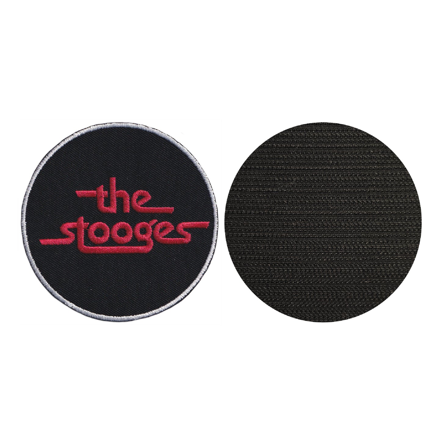 MAXIMUMPATCHES - The Stooges - Diamètre 8 cm - Ecusson Patch Brodé Avec Scratch Cousu Au Dos + Carré Scratch A Coudre, Face Opposé 10 cm x 10 cm/Groupe Musique Métal Rock Punk Heavy Trash Blues