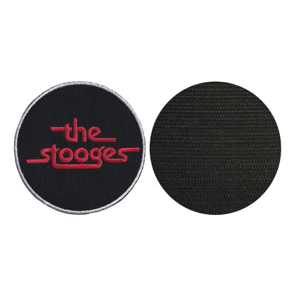 MAXIMUMPATCHES - The Stooges - Diamètre 8 cm - Ecusson Patch Brodé Avec Scratch Cousu Au Dos + Carré Scratch A Coudre, Face Opposé 10 cm x 10 cm/Groupe Musique Métal Rock Punk Heavy Trash Blues