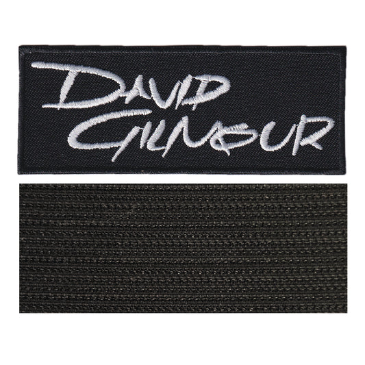 MAXIMUMPATCHES - David Gilmour - 9,8 cm x 3,8 cm - Ecusson Patch Brodé Avec Scratch Cousu Au Dos + Carré Scratch A Coudre, Face Opposé 10 cm x 10 cm/Groupe Musique Métal Rock Punk Heavy Trash Blues