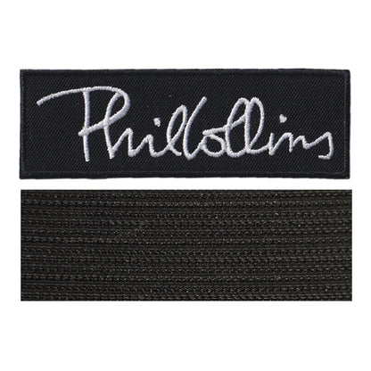 MAXIMUMPATCHES - Phil Collins - Longueur 10 cm - Ecusson Patch Brodé Avec Scratch Cousu Au Dos + Carré Scratch A Coudre, Face Opposé 10 cm x 10 cm/Groupe Musique Métal Rock Punk Heavy Trash Blues