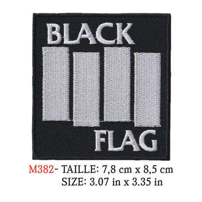 MAXIMUMPATCHES - Ecusson Patch Brodé Thermocollant - 7,8 cm x 8,5 cm - Black Flag Groupe Musique Rock Punk Hard Trash Métal Heavy Psychedelic