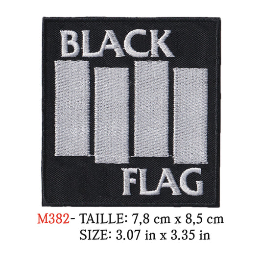 MAXIMUMPATCHES - Ecusson Patch Brodé Thermocollant - 7,8 cm x 8,5 cm - Black Flag Groupe Musique Rock Punk Hard Trash Métal Heavy Psychedelic