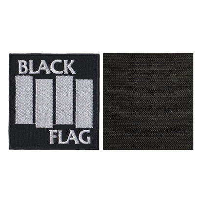 MAXIMUMPATCHES - Black Flag - 7,8 cm x 8,5 cm - Ecusson Patch Brodé Avec Scratch Cousu Au Dos + Carré Scratch A Coudre, Face Opposé 10 cm x 10 cm/Groupe Musique Métal Rock Punk Heavy Trash Blues