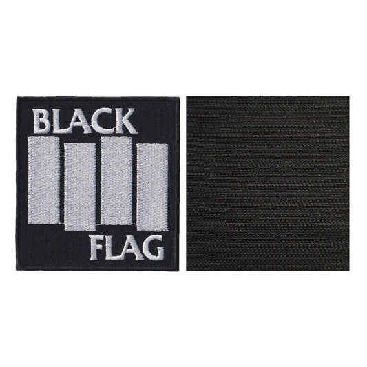 MAXIMUMPATCHES - Black Flag - 7,8 cm x 8,5 cm - Ecusson Patch Brodé Avec Scratch Cousu Au Dos + Carré Scratch A Coudre, Face Opposé 10 cm x 10 cm/Groupe Musique Métal Rock Punk Heavy Trash Blues