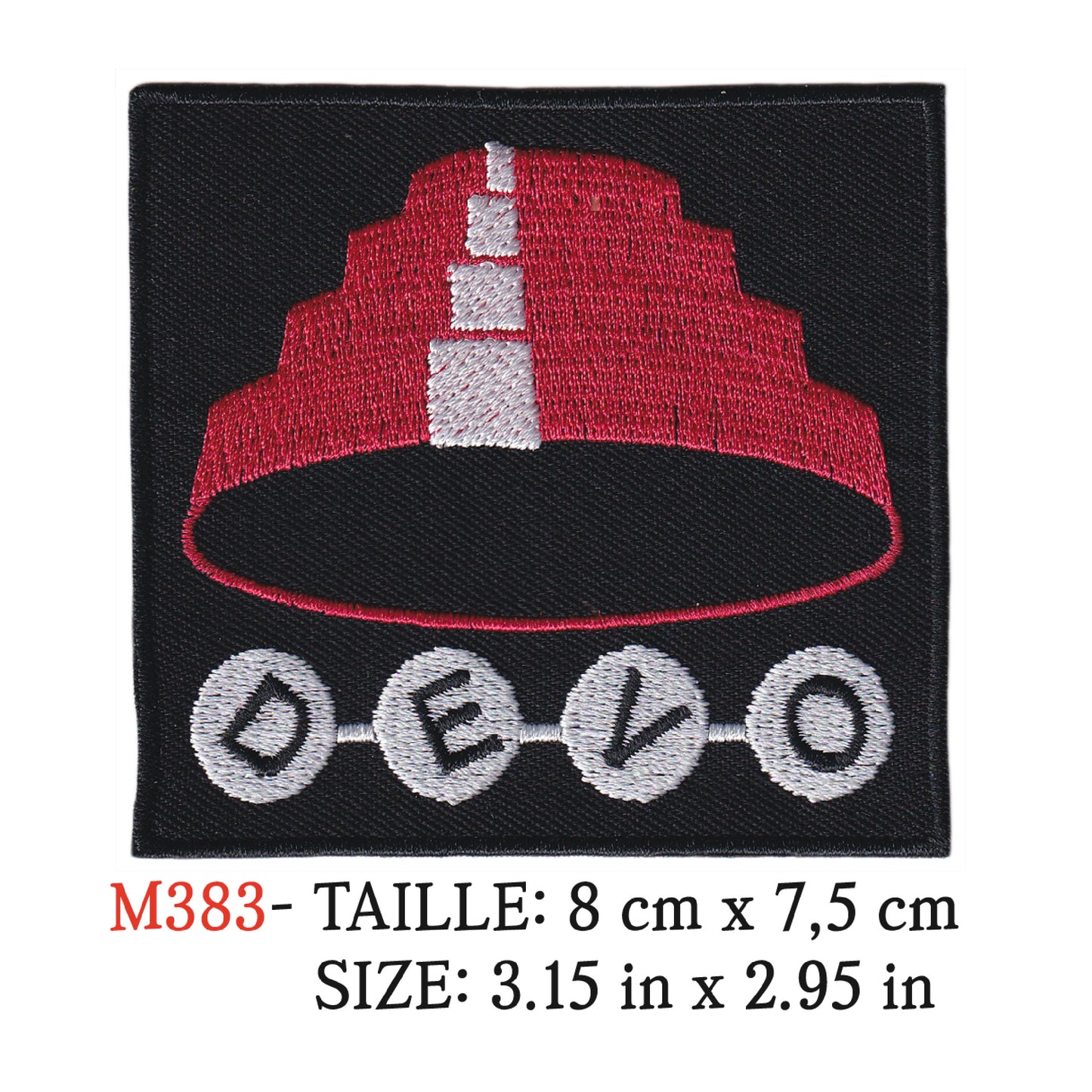 MAXIMUMPATCHES - Ecusson Patch Brodé Thermocollant - 8 cm x 7,5 cm - Devo Groupe Musique Rock Punk Hard Trash Métal Heavy Psychedelic