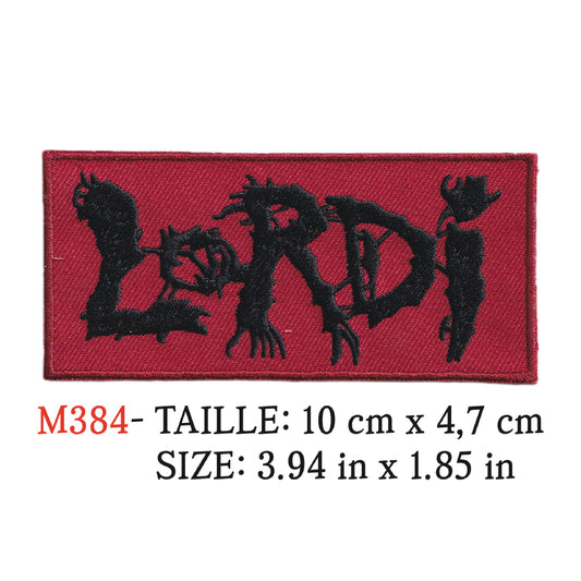 MAXIMUMPATCHES - Ecusson Patch Brodé Thermocollant - 10 cm x 4,7 cm - Lordi Groupe Musique Rock Punk Hard Trash Métal Heavy Psychedelic