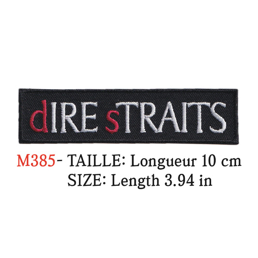 MAXIMUMPATCHES - Ecusson Patch Brodé Thermocollant - Longueur 10 cm - Dire Straits Groupe Musique Rock Punk Hard Trash Métal Heavy Psychedelic