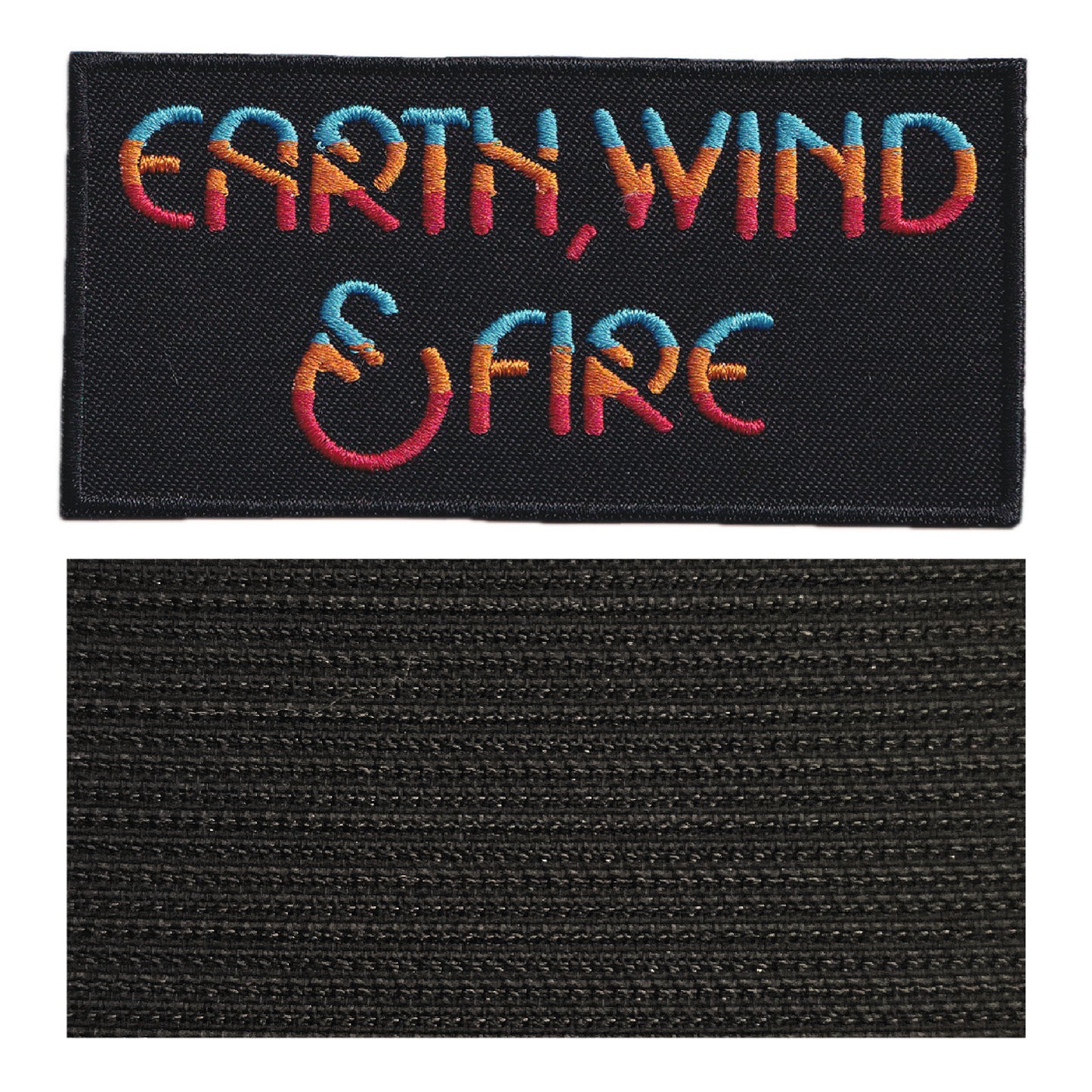 MAXIMUMPATCHES - Earth Wind Fire - 10 cm x 4,8 cm - Ecusson Patch Brodé Avec Scratch Cousu Au Dos + Carré Scratch A Coudre, Face Opposé 10 cm x 10 cm/Groupe Musique Métal Rock Punk Heavy Trash Blues