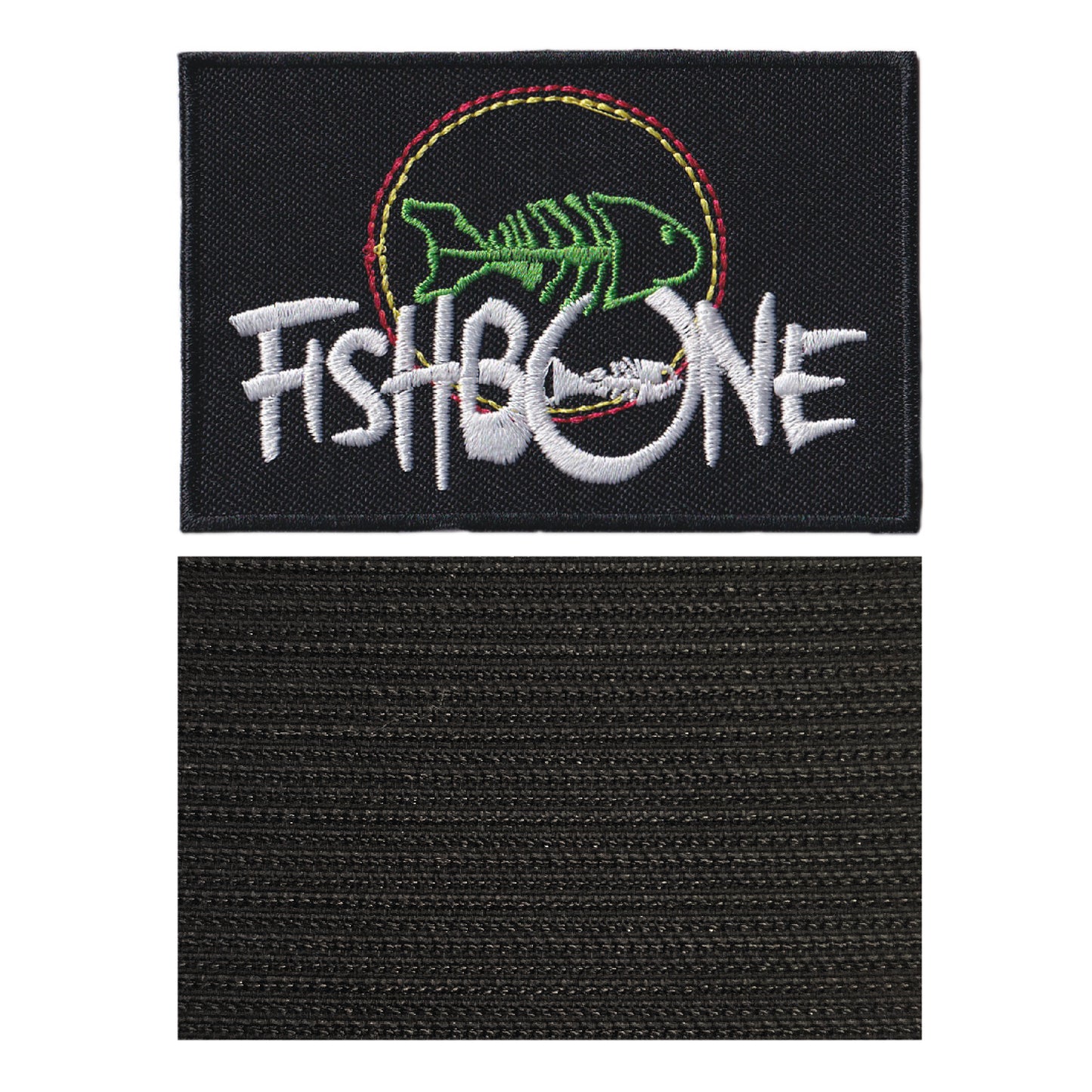 MAXIMUMPATCHES - Fishbone - 8 cm x 5,2 cm - Ecusson Patch Brodé Avec Scratch Cousu Au Dos + Carré Scratch A Coudre, Face Opposé 10 cm x 10 cm/Groupe Musique Métal Rock Punk Heavy Trash Blues