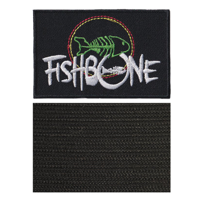 MAXIMUMPATCHES - Fishbone - 8 cm x 5,2 cm - Ecusson Patch Brodé Avec Scratch Cousu Au Dos + Carré Scratch A Coudre, Face Opposé 10 cm x 10 cm/Groupe Musique Métal Rock Punk Heavy Trash Blues