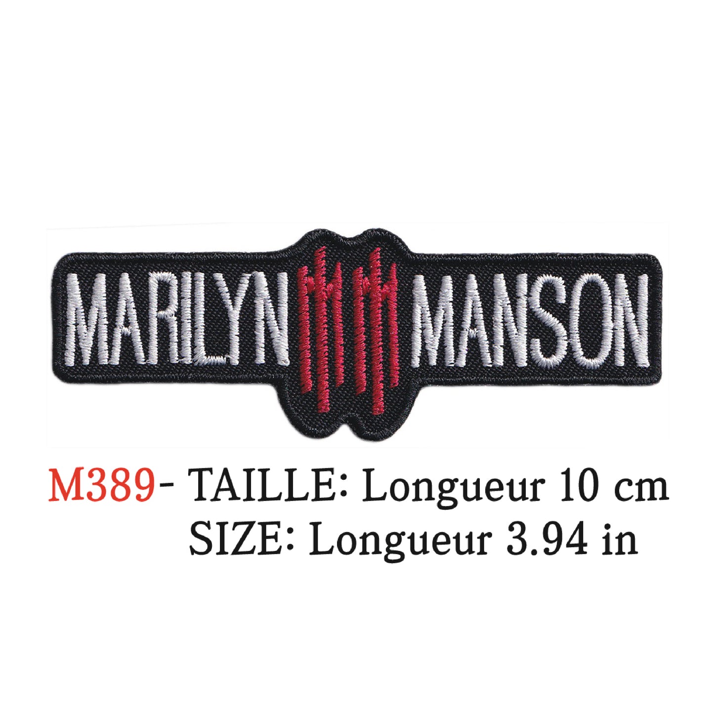 MAXIMUMPATCHES - Ecusson Patch Brodé Thermocollant - Longueur 10 cm - Marilyn Manson Groupe Musique Rock Punk Hard Trash Métal Heavy Psychedelic