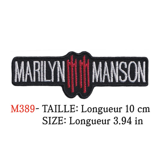 MAXIMUMPATCHES - Ecusson Patch Brodé Thermocollant - Longueur 10 cm - Marilyn Manson Groupe Musique Rock Punk Hard Trash Métal Heavy Psychedelic