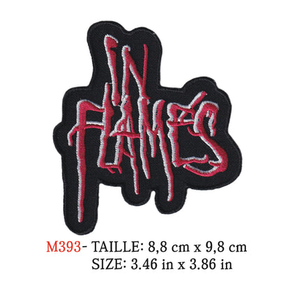 MAXIMUMPATCHES - Ecusson Patch Brodé Thermocollant - 8,8 cm x 9,8 cm - In Flames Groupe Musique Rock Punk Hard Trash Métal Heavy Psychedelic