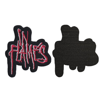 MAXIMUMPATCHES - In Flames - 8,8 cm x 9,8 cm - Ecusson Patch Brodé Avec Scratch Cousu Au Dos + Carré Scratch A Coudre, Face Opposé 10 cm x 10 cm/Groupe Musique Métal Rock Punk Heavy Trash Blues