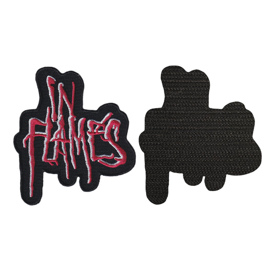 MAXIMUMPATCHES - In Flames - 8,8 cm x 9,8 cm - Ecusson Patch Brodé Avec Scratch Cousu Au Dos + Carré Scratch A Coudre, Face Opposé 10 cm x 10 cm/Groupe Musique Métal Rock Punk Heavy Trash Blues