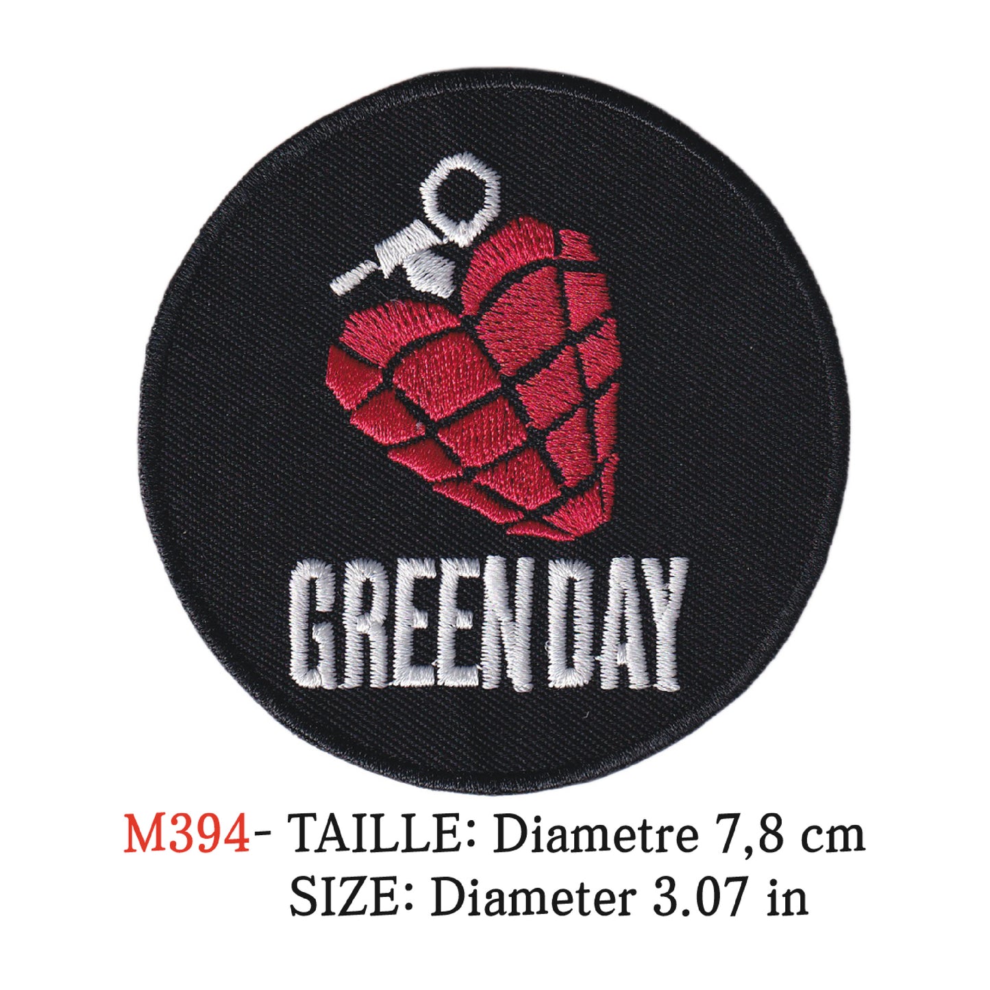 MAXIMUMPATCHES - Ecusson Patch Brodé Therrmocollant - Diametre 7,8 cm - Green Day Groupe Musique Rock Punk Hard Trash Métal Heavy Psychedelic
