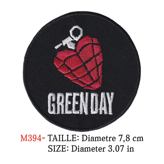 MAXIMUMPATCHES - Ecusson Patch Brodé Therrmocollant - Diametre 7,8 cm - Green Day Groupe Musique Rock Punk Hard Trash Métal Heavy Psychedelic