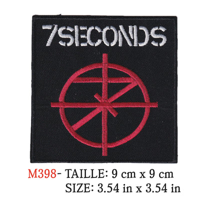 MAXIMUMPATCHES - Ecusson Patch Brodé Therrmocollant - 9 cm x 9 cm - 7 seconds Groupe Musique Rock Punk Hard Trash Métal Heavy Psychedelic