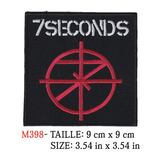 MAXIMUMPATCHES - Ecusson Patch Brodé Therrmocollant - 9 cm x 9 cm - 7 seconds Groupe Musique Rock Punk Hard Trash Métal Heavy Psychedelic