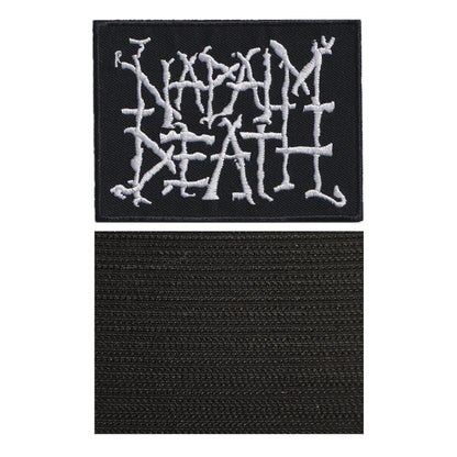 MAXIMUMPATCHES - Napalm Death - Longueur 9 cm - Ecusson Patch Brodé Avec Scratch Cousu Au Dos + Carré Scratch A Coudre, Face Opposé 10 cm x 10 cm/Groupe Musique Métal Rock Punk Heavy Trash Blues