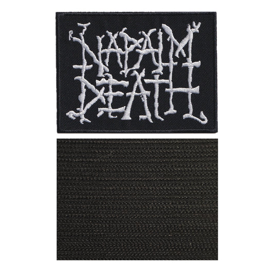 MAXIMUMPATCHES - Napalm Death - Longueur 9 cm - Ecusson Patch Brodé Avec Scratch Cousu Au Dos + Carré Scratch A Coudre, Face Opposé 10 cm x 10 cm/Groupe Musique Métal Rock Punk Heavy Trash Blues
