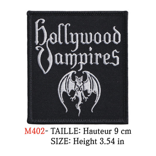 MAXIMUMPATCHES - Ecusson Patch Brodé Therrmocollant - Hauteur 9 cm - Hollywood Vampires Groupe Musique Rock Punk Hard Trash Métal Heavy Psychedelic